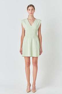 ENDLESS ROSE - Padded Shoulder Corset Detail Knit Mini Dress - DRESSES available at Objectrare