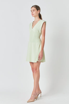 ENDLESS ROSE - Padded Shoulder Corset Detail Knit Mini Dress - DRESSES available at Objectrare