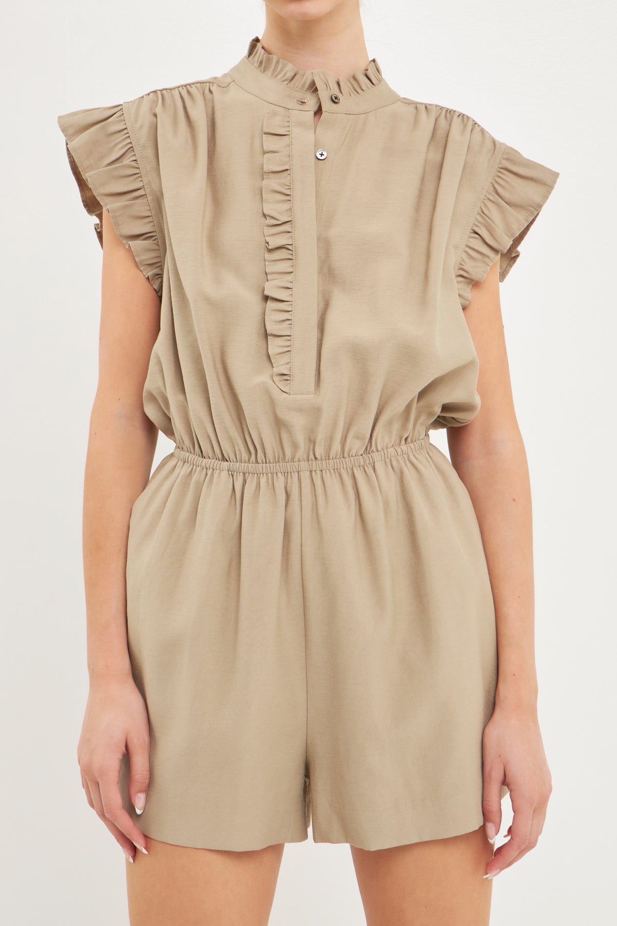 ENDLESS ROSE - Ruffled Button up Romper - ROMPERS available at Objectrare