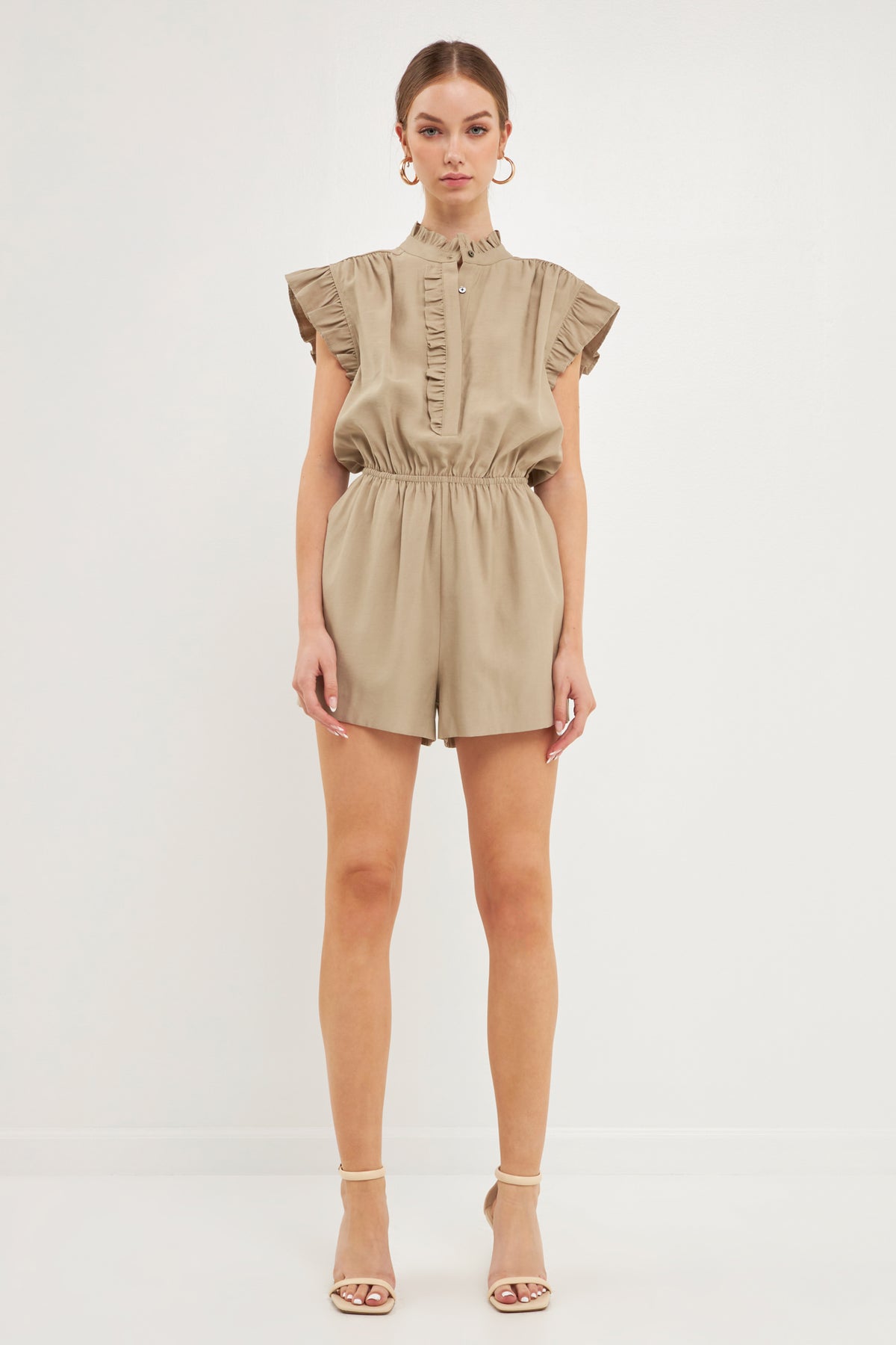 ENDLESS ROSE - Ruffled Button up Romper - ROMPERS available at Objectrare