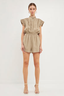 ENDLESS ROSE - Endless Rose - Ruffled Button up Romper - ROMPERS available at Objectrare