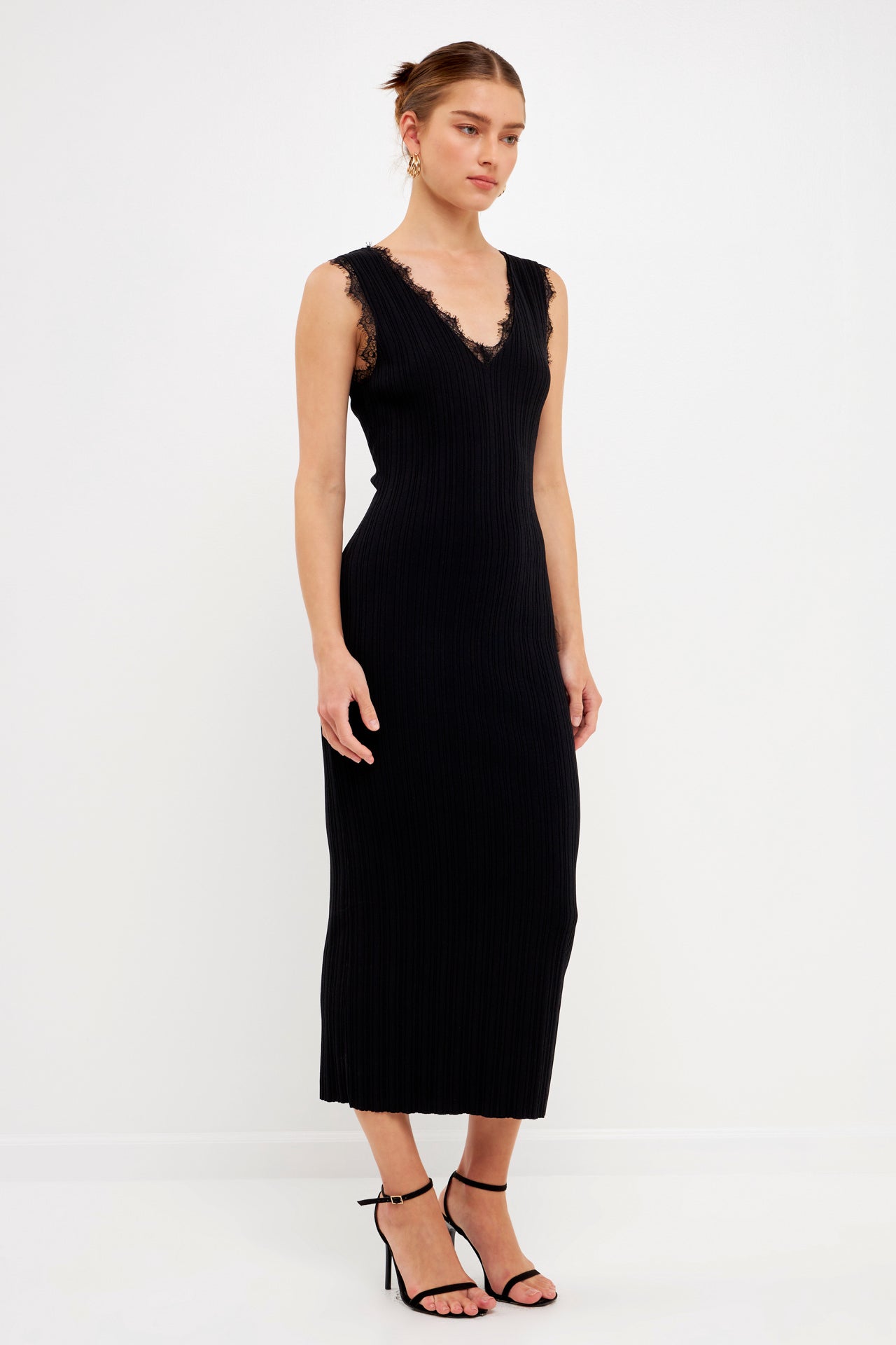 GREY LAB - Lace Trimmed Rib Knit Maxi Slip - DRESSES available at Objectrare