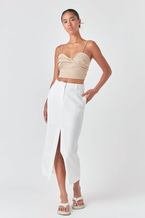 GREY LAB - Ruched Nylon Jersey Back Twist Tank - TOPS available at Objectrare