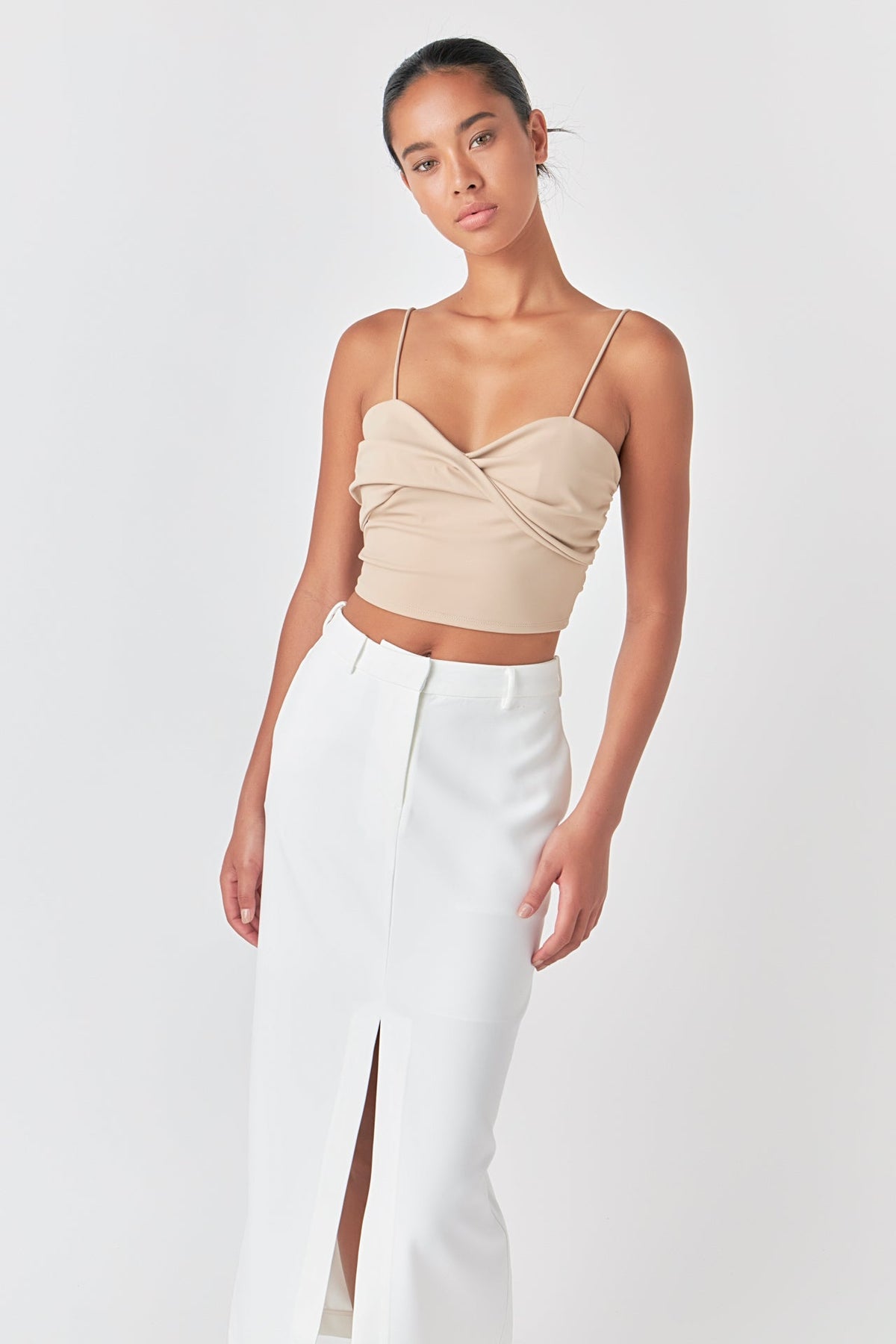 GREY LAB - Ruched Nylon Jersey Back Twist Tank - TOPS available at Objectrare