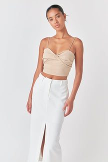 GREY LAB - Ruched Nylon Jersey Back Twist Tank - TOPS available at Objectrare
