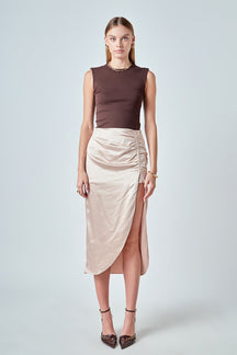 ENDLESS ROSE - Front Slit Midi Skirt - SKIRTS available at Objectrare