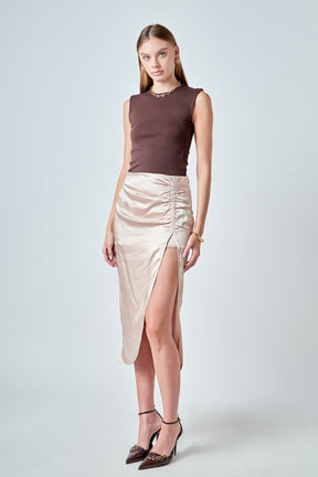 ENDLESS ROSE - Front Slit Midi Skirt - SKIRTS available at Objectrare