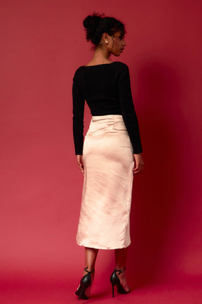 ENDLESS ROSE - Front Slit Midi Skirt - SKIRTS available at Objectrare