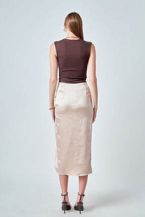 ENDLESS ROSE - Front Slit Midi Skirt - SKIRTS available at Objectrare