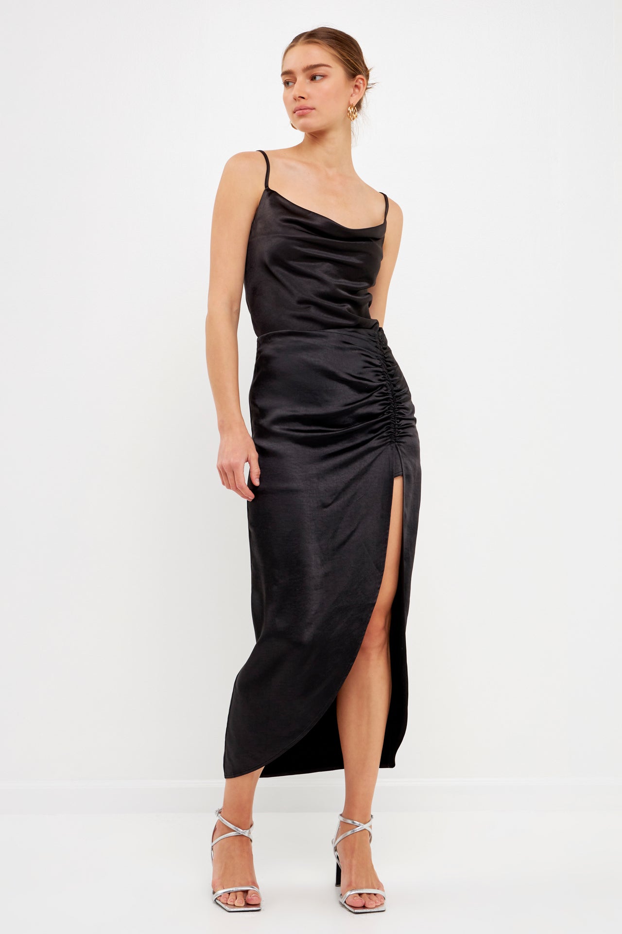 ENDLESS ROSE - Front Slit Midi Skirt - SKIRTS available at Objectrare