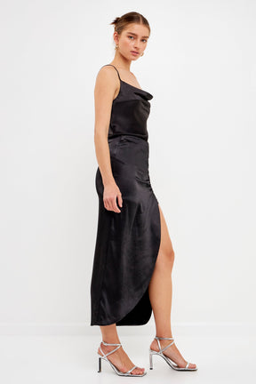 ENDLESS ROSE - Front Slit Midi Skirt - SKIRTS available at Objectrare