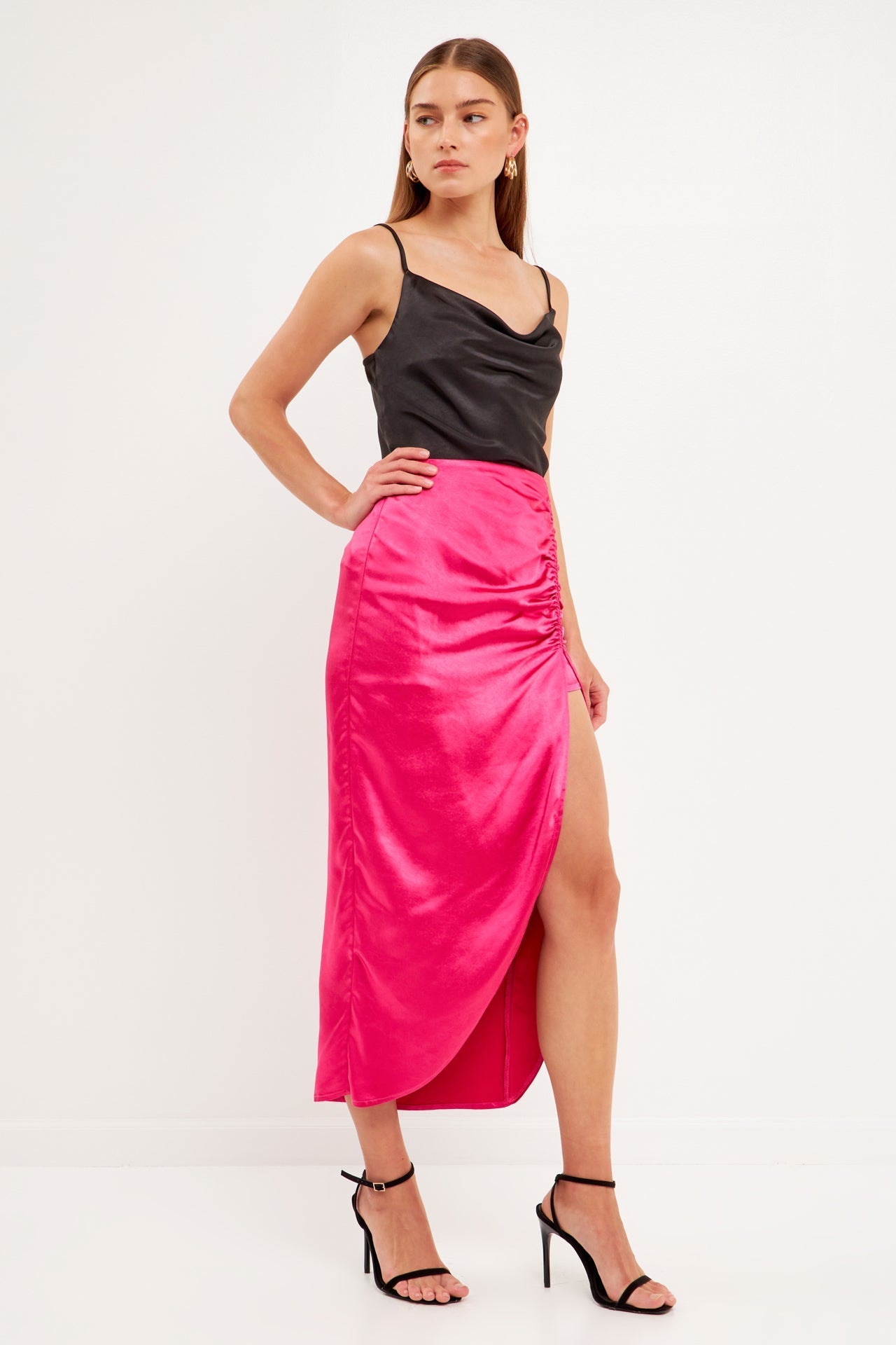 ENDLESS ROSE - Front Slit Midi Skirt - SKIRTS available at Objectrare