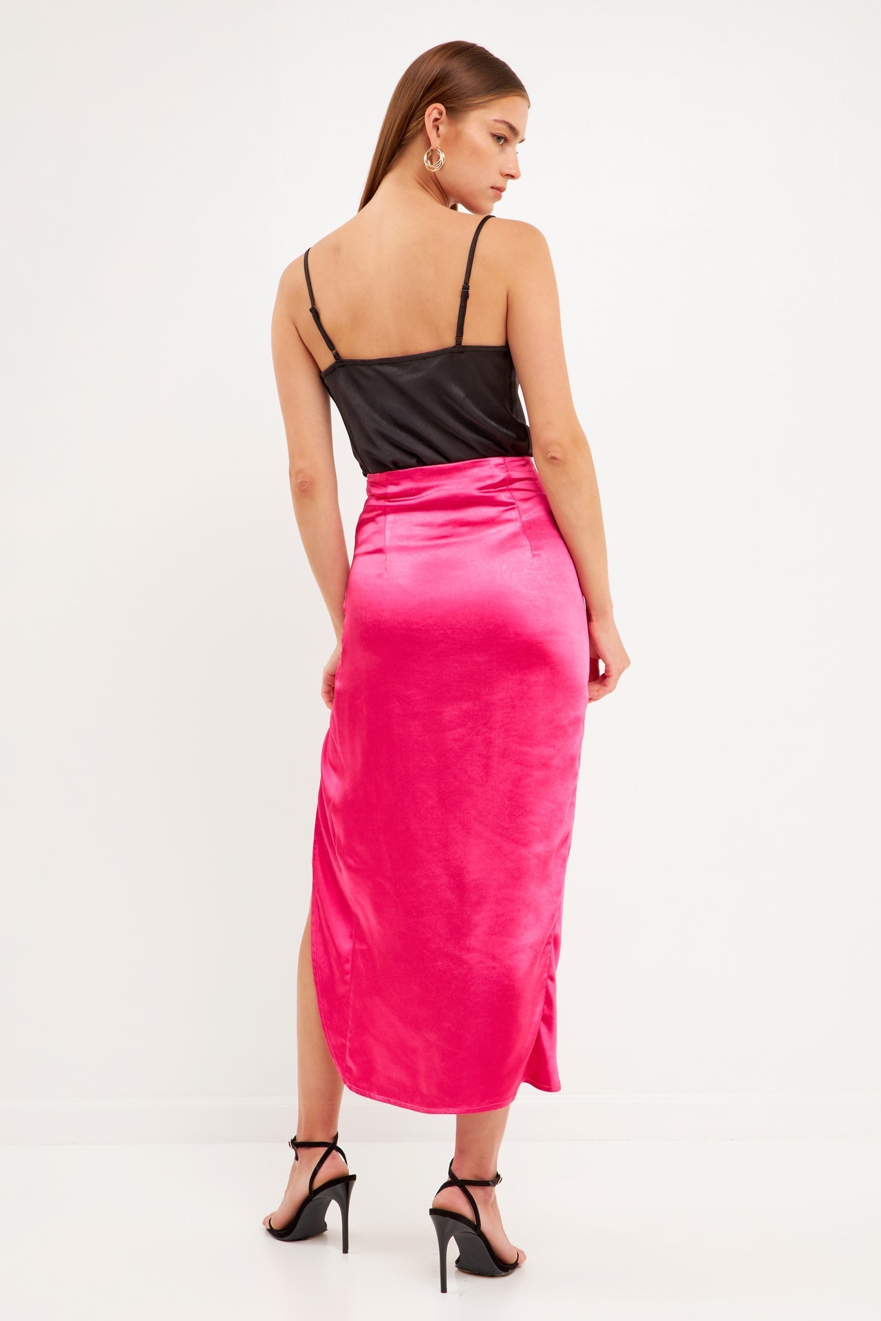ENDLESS ROSE - Front Slit Midi Skirt - SKIRTS available at Objectrare