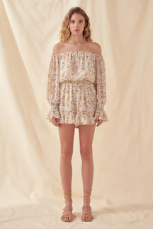 FREE THE ROSES - Free The Roses - Baroque Chiffon Floral Long Sleeve Romper - ROMPERS available at Objectrare