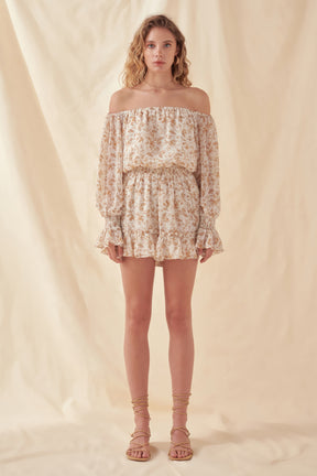 FREE THE ROSES - Free The Roses - Baroque Chiffon Floral Long Sleeve Romper - ROMPERS available at Objectrare