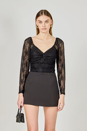 ENDLESS ROSE - Super Cheeky Floral Lace Bodysuit - TOPS available at Objectrare