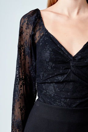 ENDLESS ROSE - Super Cheeky Floral Lace Bodysuit - TOPS available at Objectrare