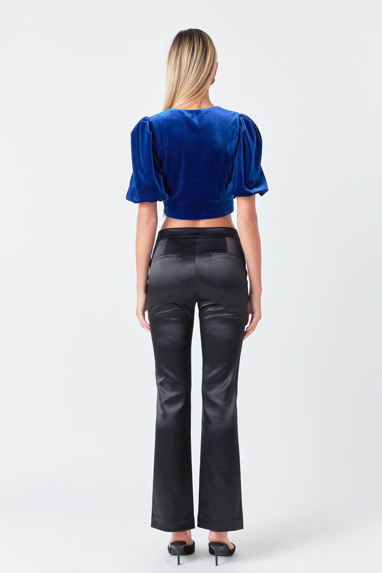 ENDLESS ROSE - Cropped Velvet Puff Sleeve Top - TOPS available at Objectrare