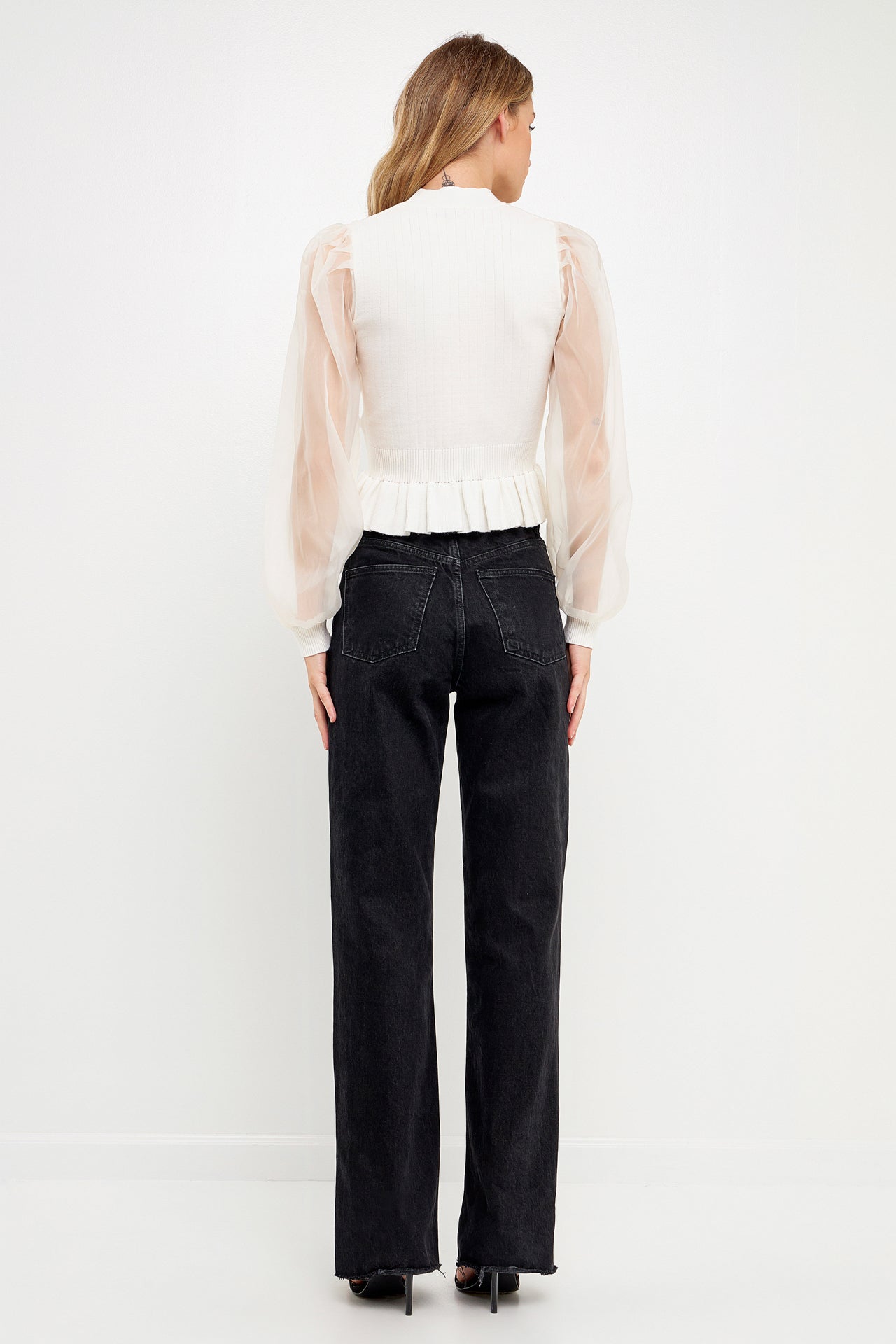 ENGLISH FACTORY - English Factory - Sheer Sleeve Knit Top - TOPS available at Objectrare