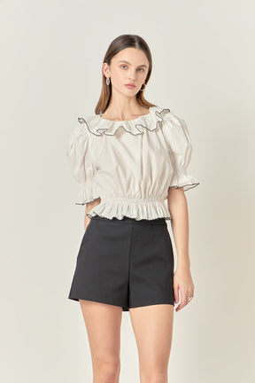 ENGLISH FACTORY - Puff Sleeve Crop Top - TOPS available at Objectrare