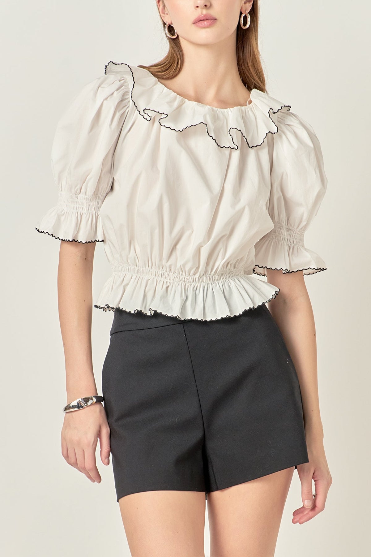 ENGLISH FACTORY - Puff Sleeve Crop Top - TOPS available at Objectrare