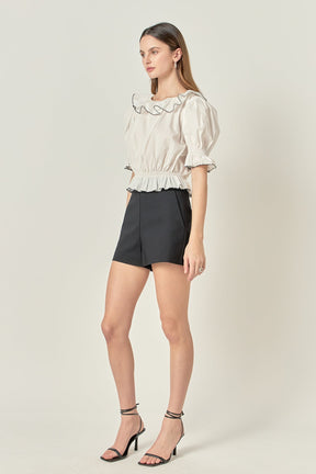 ENGLISH FACTORY - Puff Sleeve Crop Top - TOPS available at Objectrare