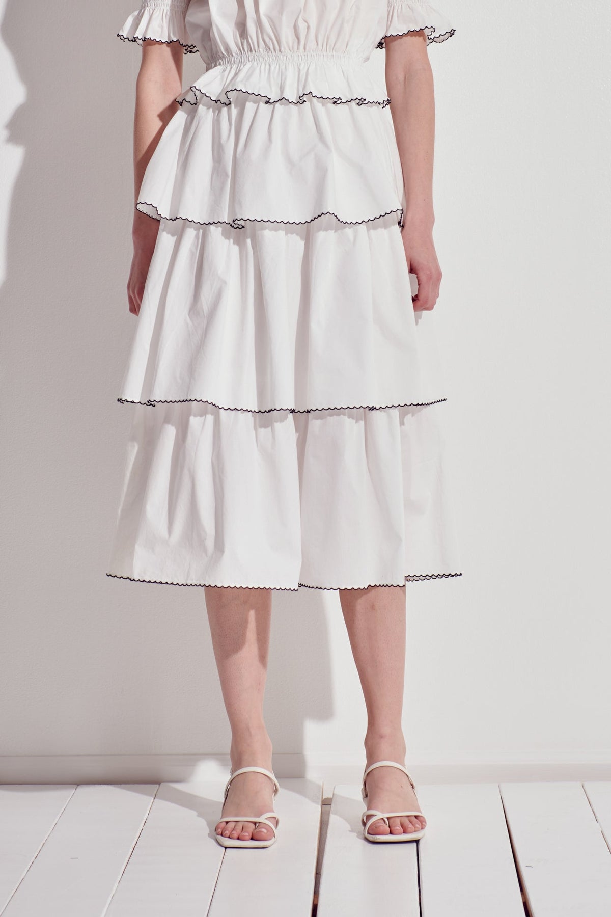 ENGLISH FACTORY - Tiered Midi Skirt - SKIRTS available at Objectrare