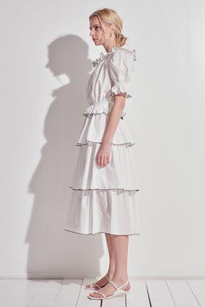 ENGLISH FACTORY - Tiered Midi Skirt - SKIRTS available at Objectrare