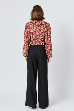 ENDLESS ROSE - Endless Rose - Crinkled Floral Center Cutout Blouse - TOPS available at Objectrare