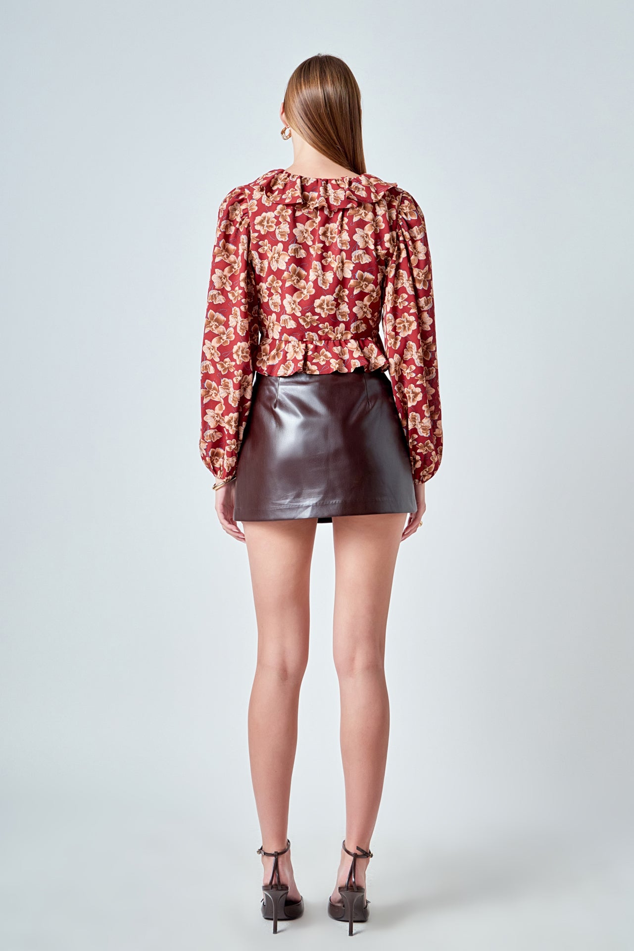 ENDLESS ROSE - Crinkled Floral Center Cutout Blouse - TOPS available at Objectrare