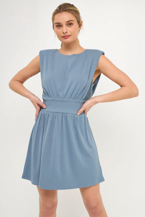 ENDLESS ROSE - Shoulder Pad Mini with Smocked Waist - DRESSES available at Objectrare