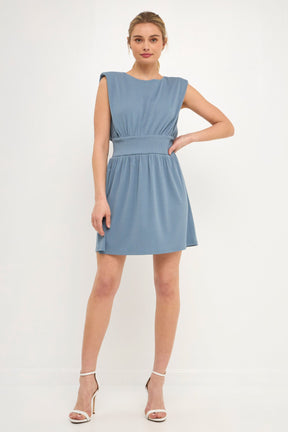 ENDLESS ROSE - Shoulder Pad Mini with Smocked Waist - DRESSES available at Objectrare
