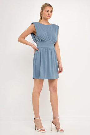 ENDLESS ROSE - Shoulder Pad Mini with Smocked Waist - DRESSES available at Objectrare