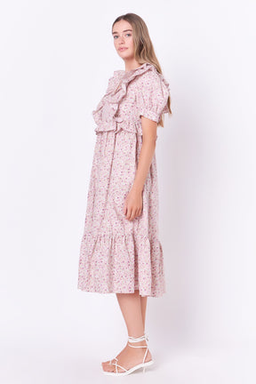 ENGLISH FACTORY - Cotton Floral Ruffled Midi Dress - DRESSES available at Objectrare