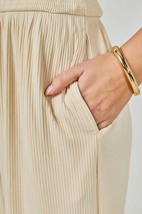 ENDLESS ROSE - Shoulder Pad Jumpsuit with Smocked Waist - JUMPSUITS available at Objectrare