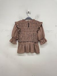 ENGLISH FACTORY - English Factory - Mini Check High Neck Smocked Top - TOPS available at Objectrare