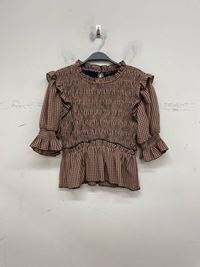 ENGLISH FACTORY - English Factory - Mini Check High Neck Smocked Top - TOPS available at Objectrare