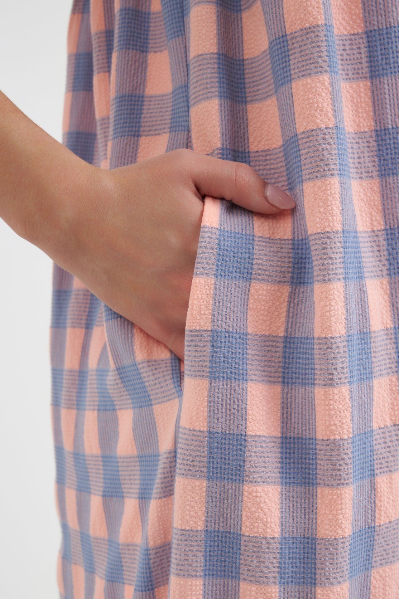 ENGLISH FACTORY - English Factory - Gingham Textured Smocked Yoke Midi Dress - DRESSES available at Objectrare