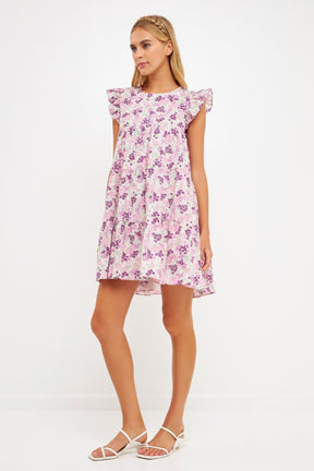 ENGLISH FACTORY - Babydoll Floral Printed Mini Dress - DRESSES available at Objectrare