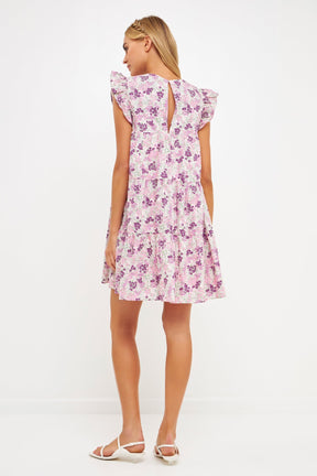 ENGLISH FACTORY - Babydoll Floral Printed Mini Dress - DRESSES available at Objectrare