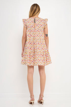 ENGLISH FACTORY - Floral Printed Babydoll Mini Dress - DRESSES available at Objectrare