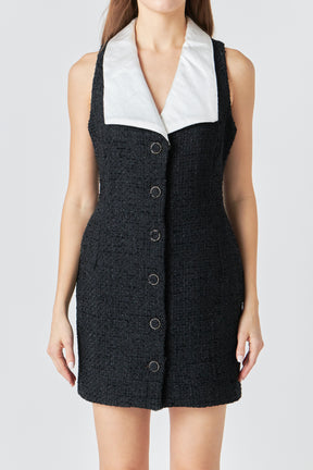 ENDLESS ROSE - Premium Sleeveless Tweed Mini Dress - DRESSES available at Objectrare