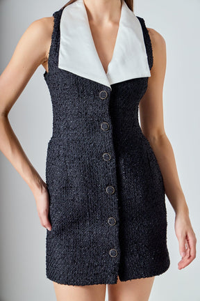ENDLESS ROSE - Premium Sleeveless Tweed Mini Dress - DRESSES available at Objectrare