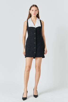 ENDLESS ROSE - Premium Sleeveless Tweed Mini Dress - DRESSES available at Objectrare