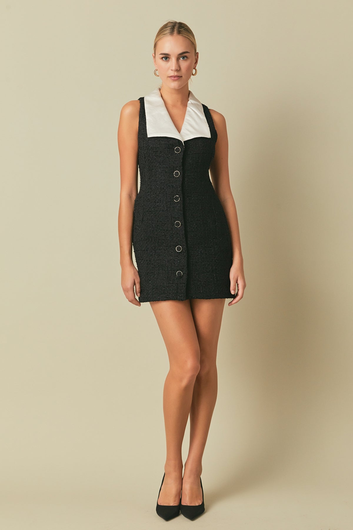 ENDLESS ROSE - Premium Sleeveless Tweed Mini Dress - DRESSES available at Objectrare