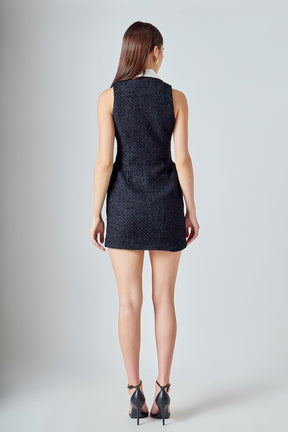 ENDLESS ROSE - Premium Sleeveless Tweed Mini Dress - DRESSES available at Objectrare
