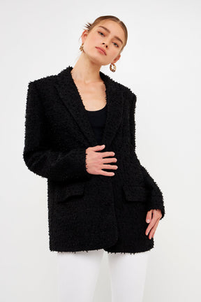 ENDLESS ROSE - Tweed Boyfriend Blazer - BLAZERS available at Objectrare