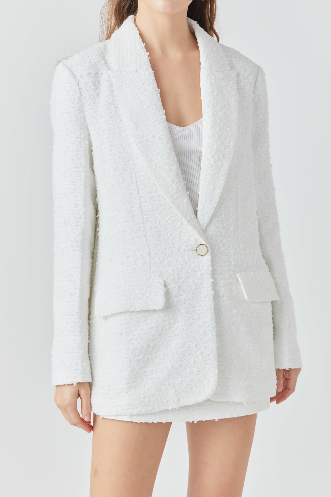 ENDLESS ROSE - Tweed Boyfriend Blazer - BLAZERS available at Objectrare