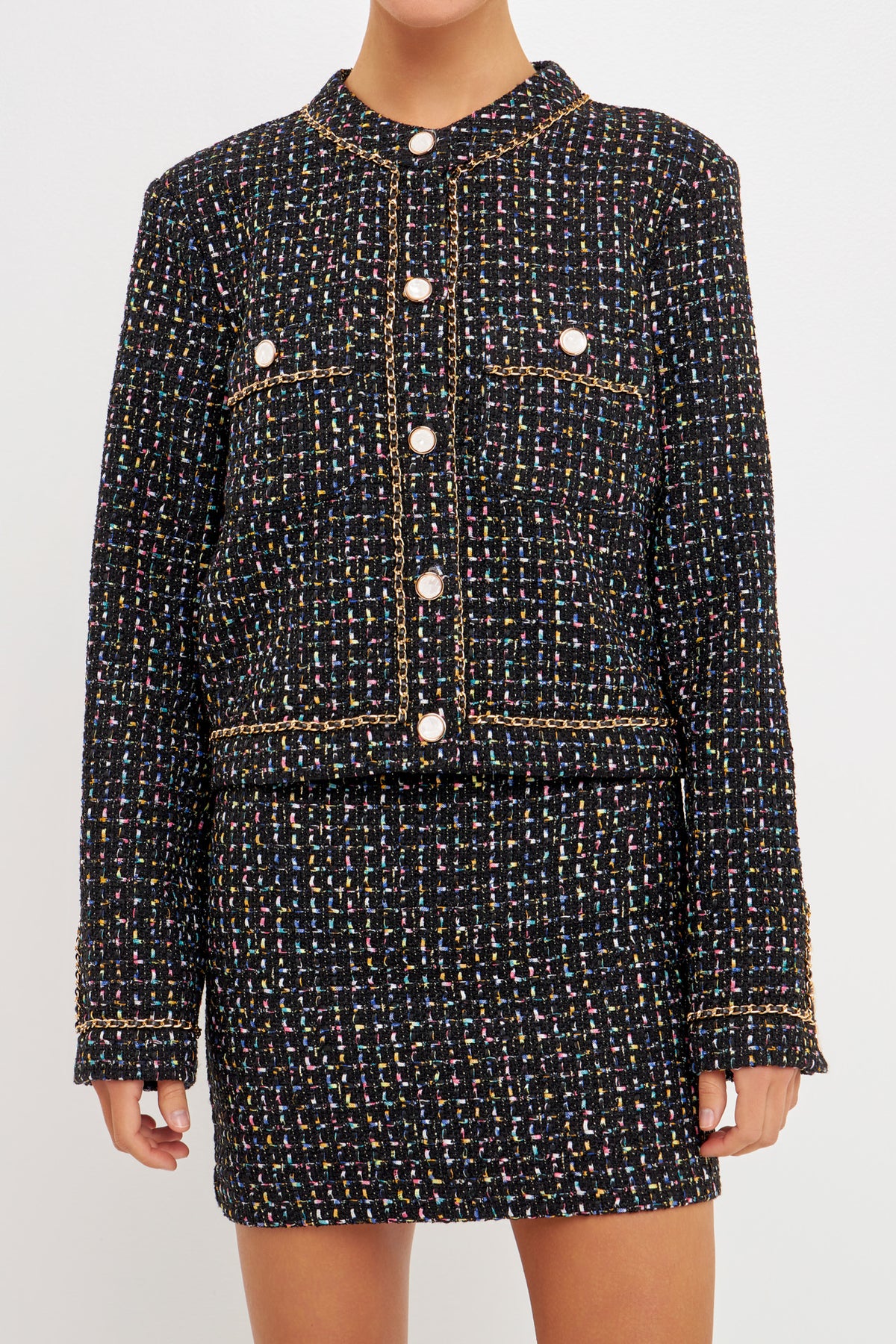 ENDLESS ROSE - Multi Color Tweed Blazer - JACKETS available at Objectrare