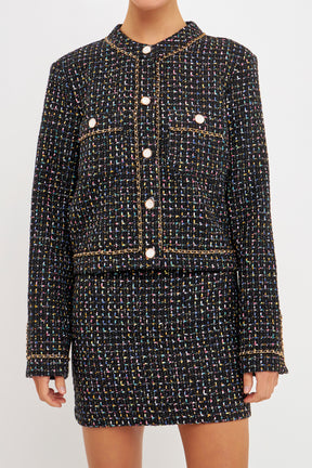 ENDLESS ROSE - Multi Color Tweed Blazer - JACKETS available at Objectrare